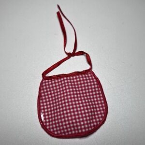 Vtg 11" Fashion Doll Miniature Red & White Gingham Apron